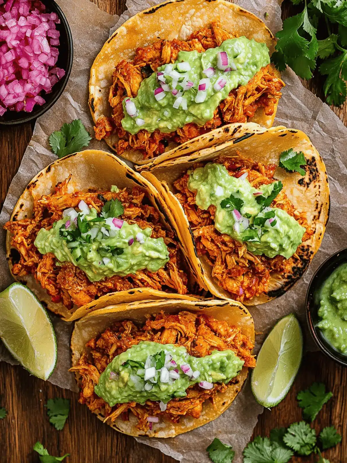 Crispy Chicken Tinga Tacos with Creamy Avocado-Jalapeño Bliss 4 Crispy Chicken Tinga Tacos with Avocado-Jalapeño Crema