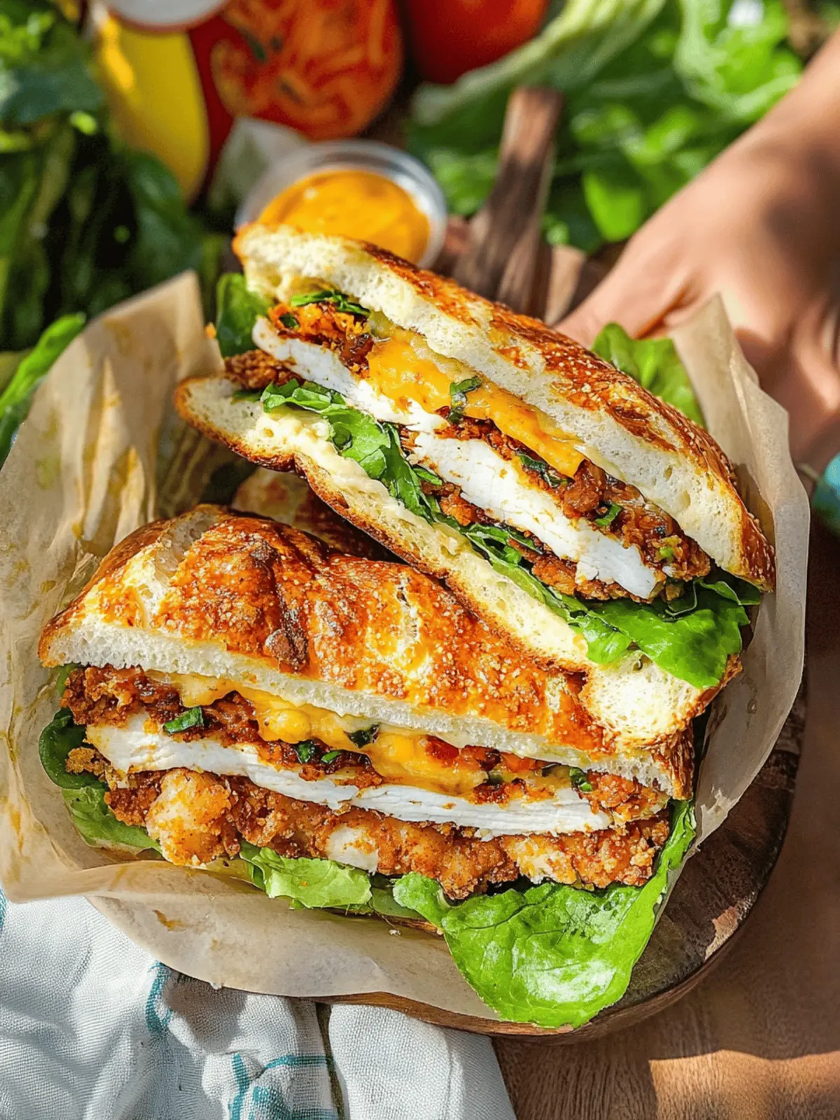 Crispy Chicken & Spicy Cheddar Focaccia Sandwich Delight 2 Crispy Chicken & Spicy Cheddar Focaccia Sandwich