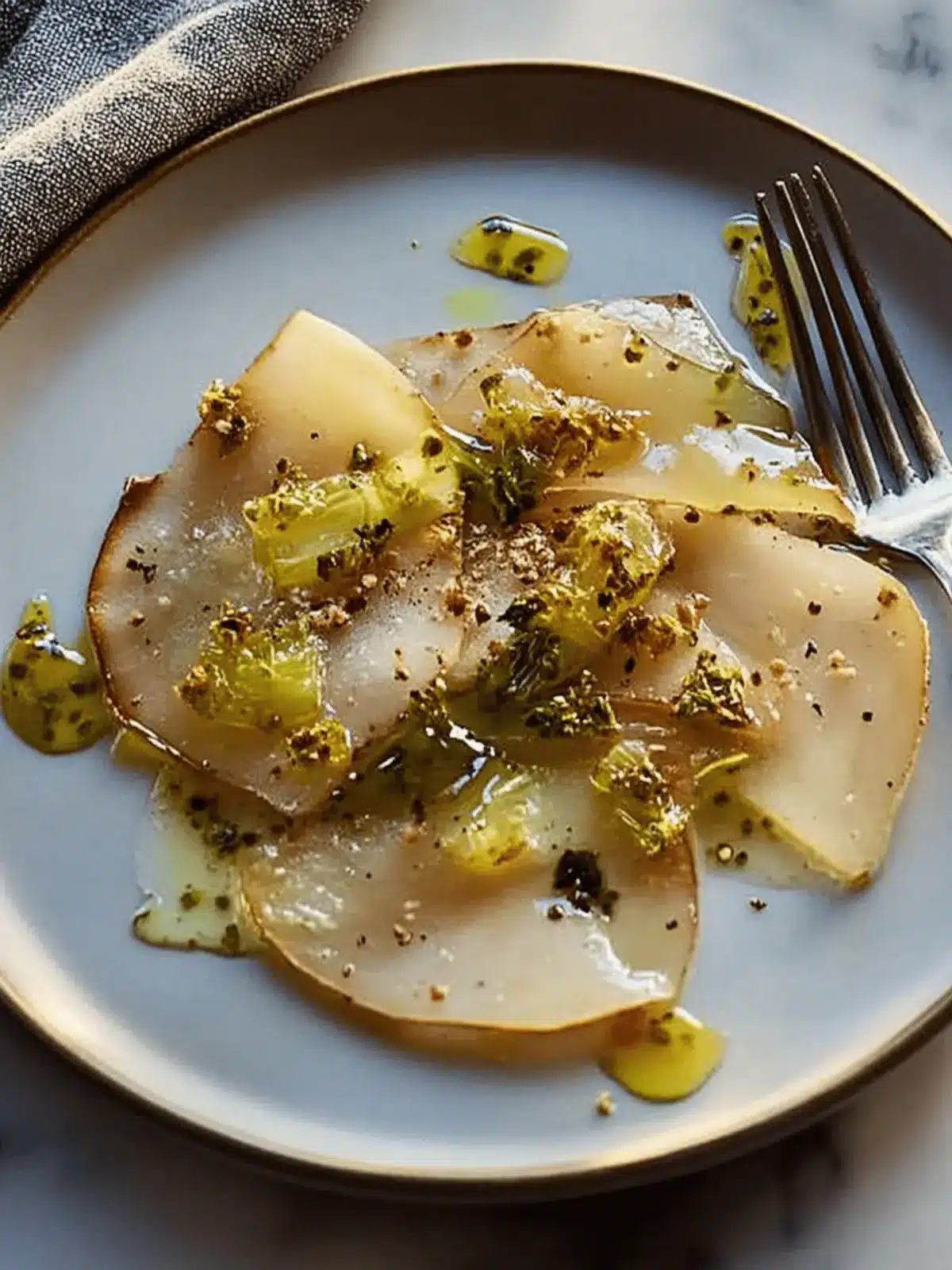 Roasted Celery Root Carpaccio with Zesty Salsa Verde Delight 2 Roasted Celery Root Carpaccio