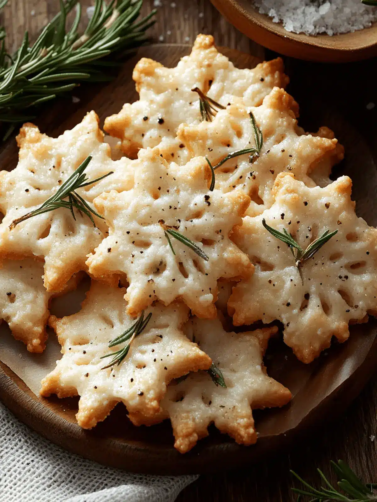 Savory Rosemary-Parmesan Snowflake Cookies for Gourmet Snacking 3 Savory Rosemary-Parmesan Snowflake Cookies