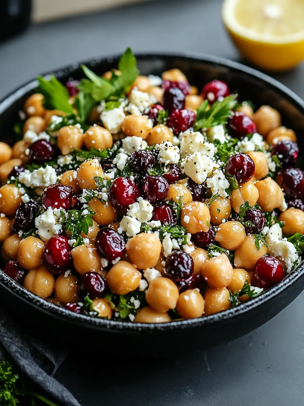Feta & Cranberry Chickpeas with Lemon Vinaigrette Bliss 4 Feta & Cranberry Chickpeas with Lemon Vinaigrette