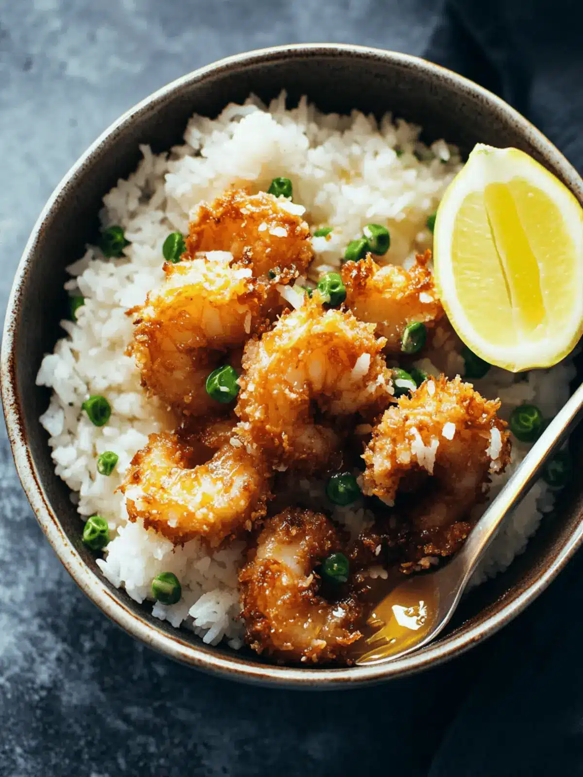 Baked Coconut Shrimp with Lemony Rice & Honey Butter Bliss 3 Baked Coconut Shrimp with Springy Rice and Honey Butter Sauce