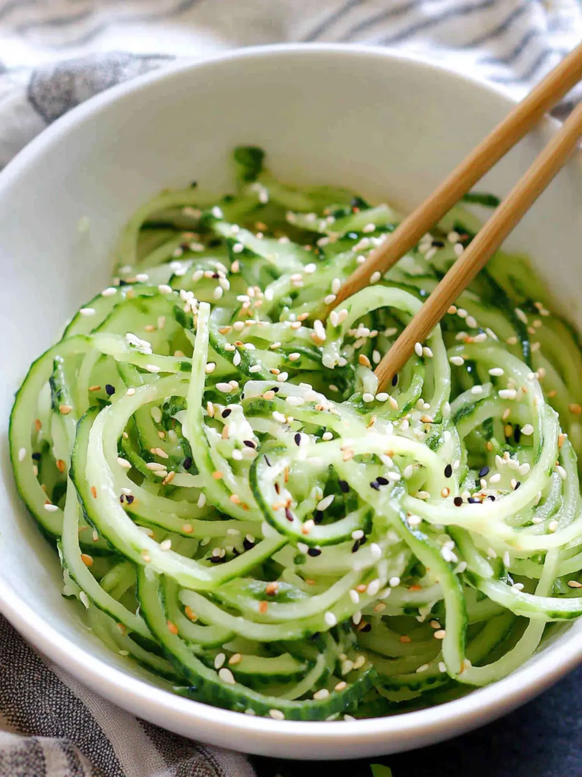 Refresh Your Day with Sesame Cucumber Spiralized Salad 3 Sesame Cucumber Spiralized Salad