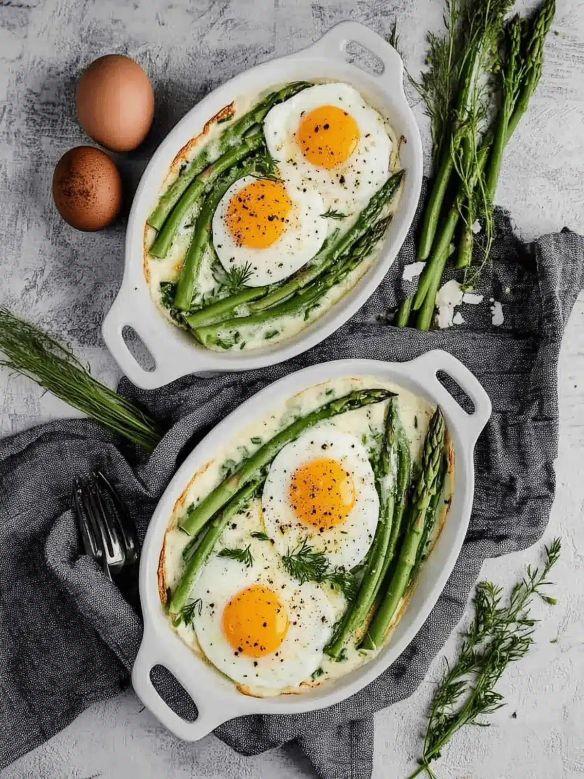 Delicious Shirred Eggs with Asparagus for a Cozy Brunch 2 Shirred Eggs with Asparagus