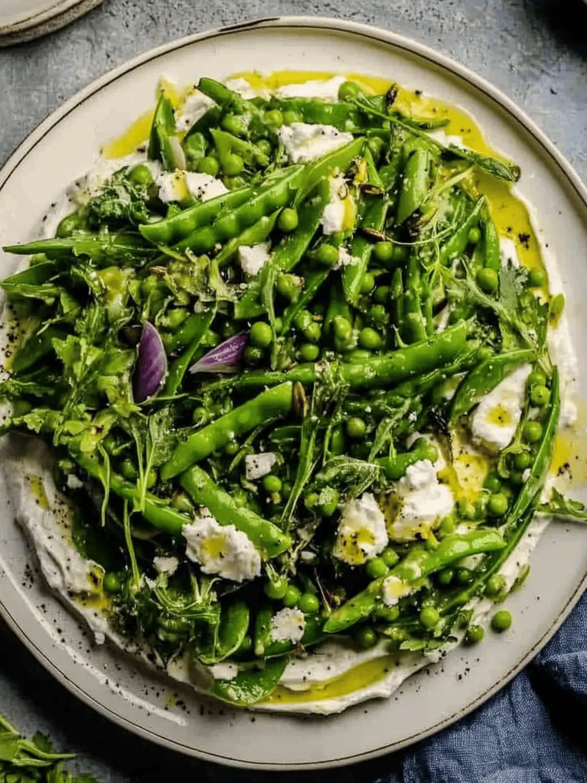 Triple Pea Salad with Whipped Goat Cheese for a Fresh Twist 4 Triple Pea Salad with Whipped Goat Cheese