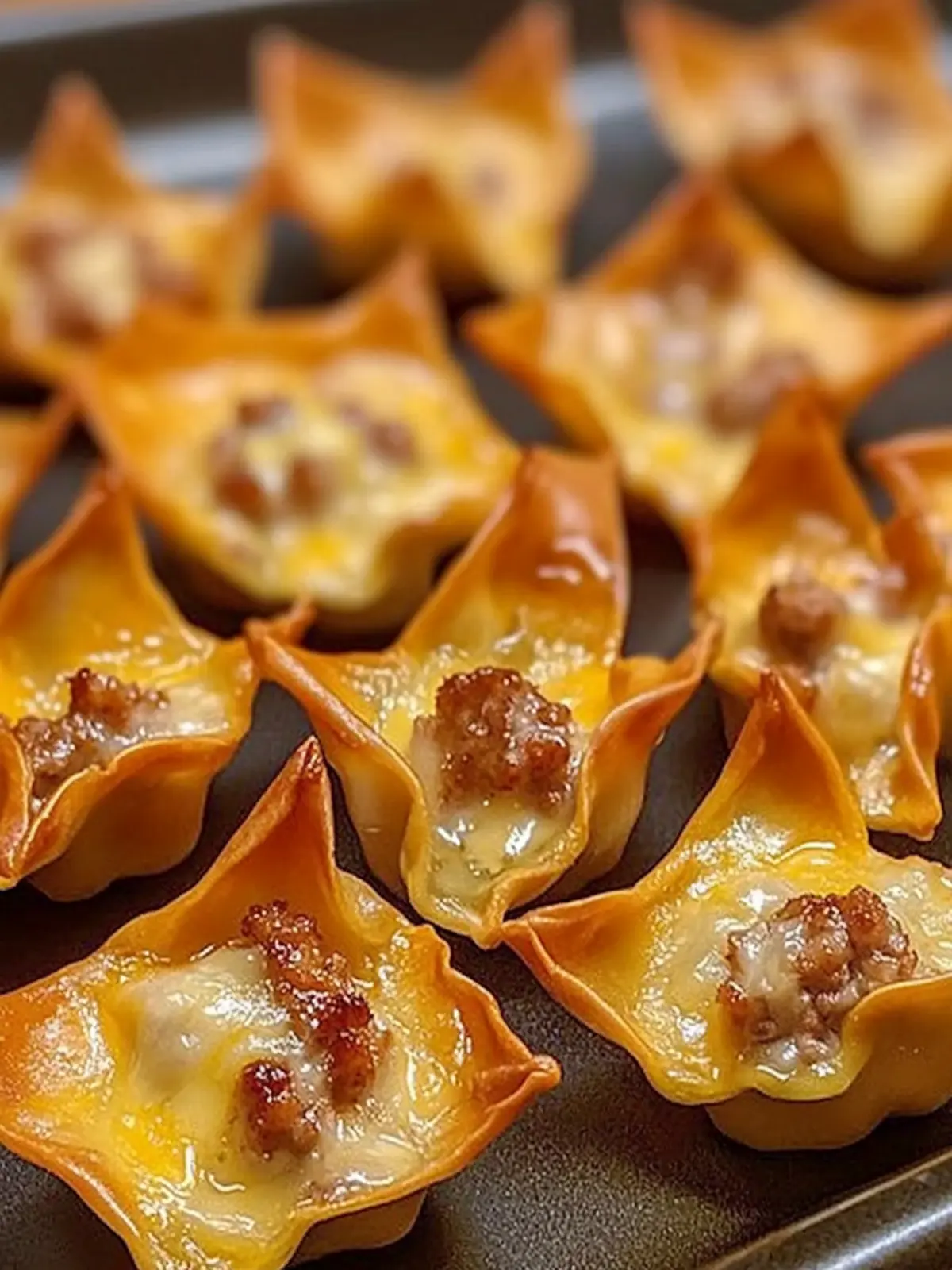 Baked Sausage and Cheese Mini Wontons for Irresistible Snacking 2 Baked Sausage and Cheese Mini Wontons
