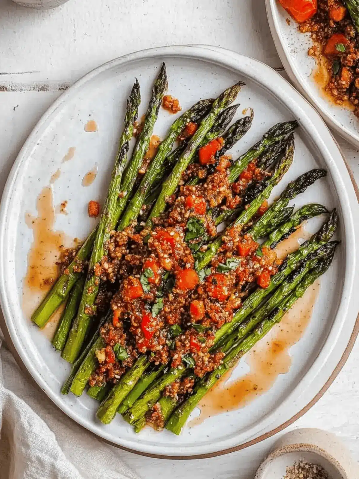 Grilled Asparagus with Tomato Salad & Creamy Tahini Twist 2 Grilled Asparagus with Tomato Salad & Tahini Sauce