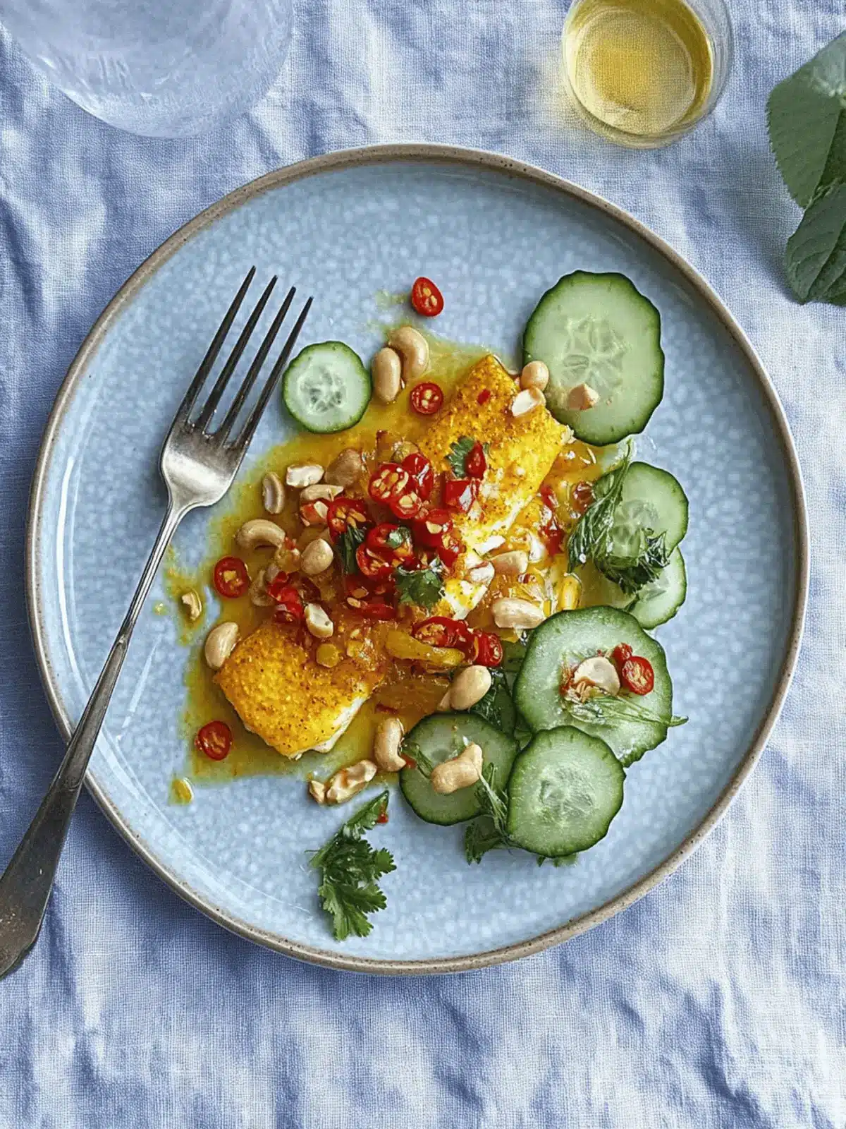 Turmeric White Fish with Peanuts and Chili-Lime Crunch 3 Turmeric White Fish with Peanuts and Chili-Lime Cucumber