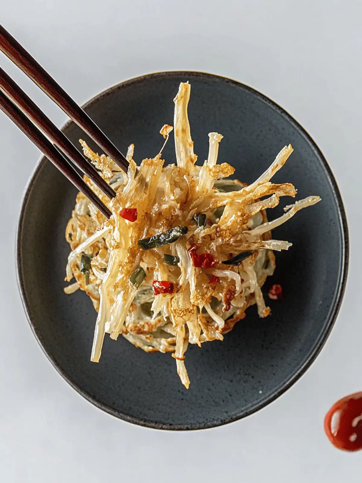 Crispy Enoki Pancakes: Easy Vegan Delight for Breakfast 2 Enoki Pancakes