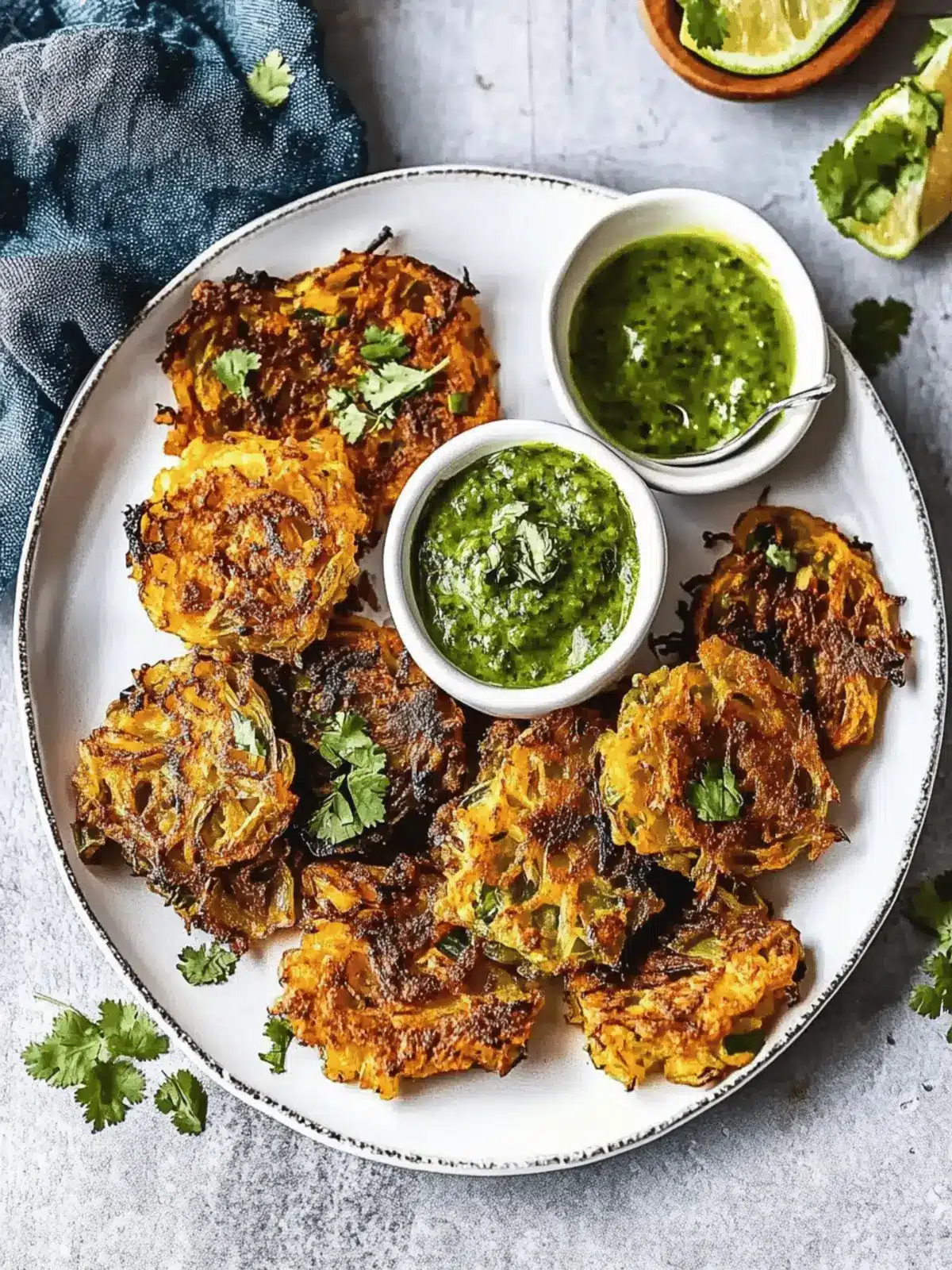 Crispy Onion Bhajis with Coriander Dip for Ultimate Snacking 3 Onion Bhajis with Coriander Dip