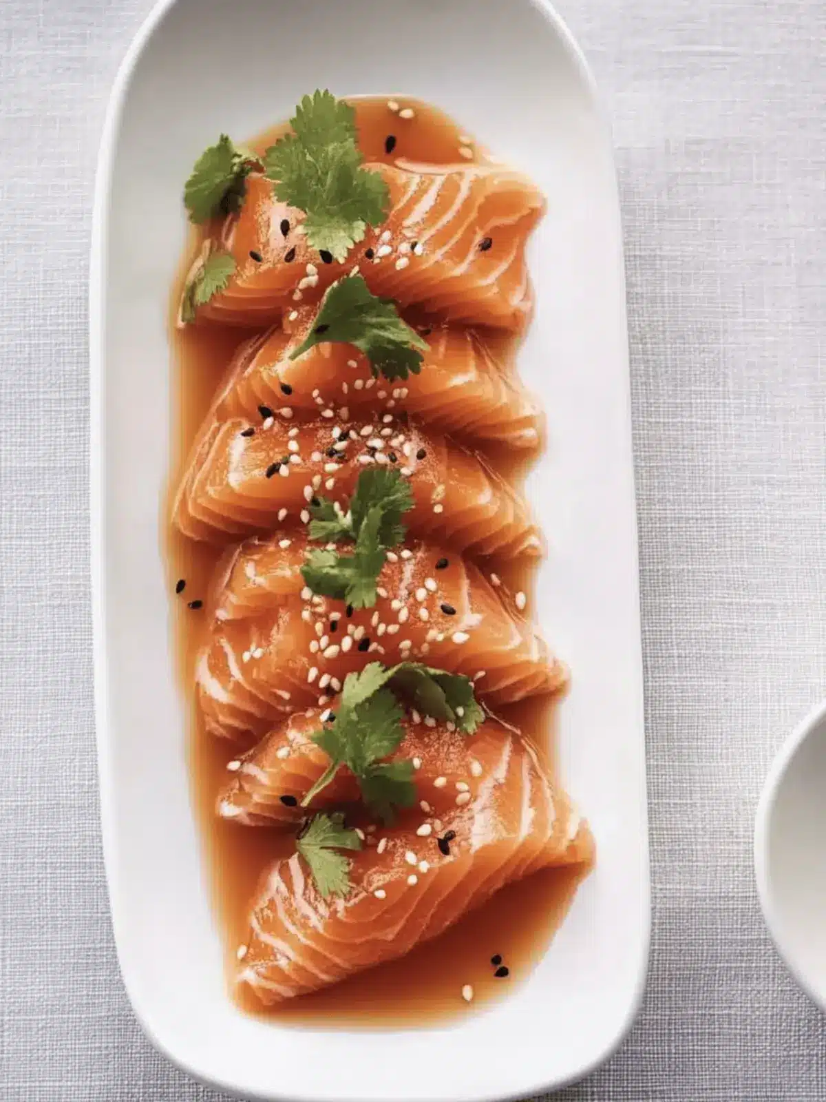 Savory Salmon Sashimi with Zesty Ginger and Hot Sesame Oil 3 Salmon Sashimi with Ginger and Hot Sesame Oil