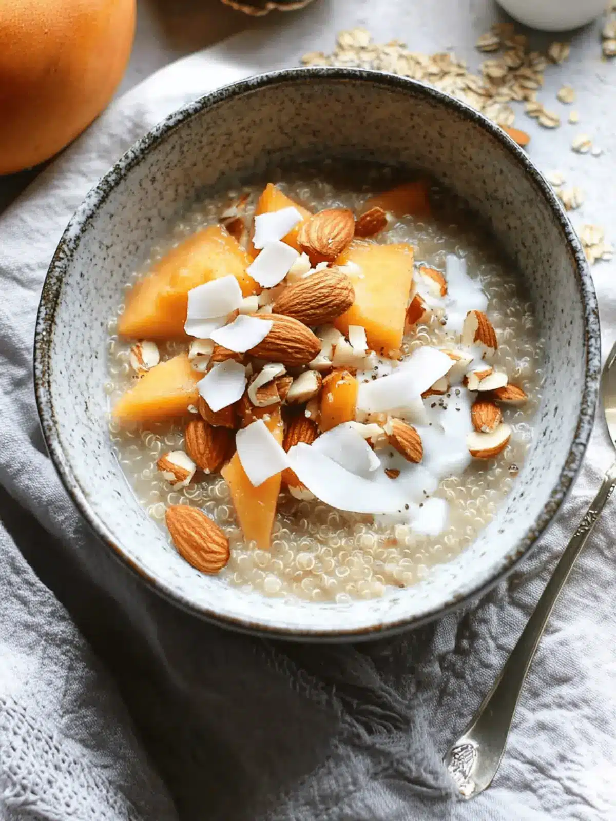 Nutty Quinoa Porridge with Persimmon, Almonds and Coconut Bliss 4 Quinoa Porridge with Persimmon, Almonds + Coconut