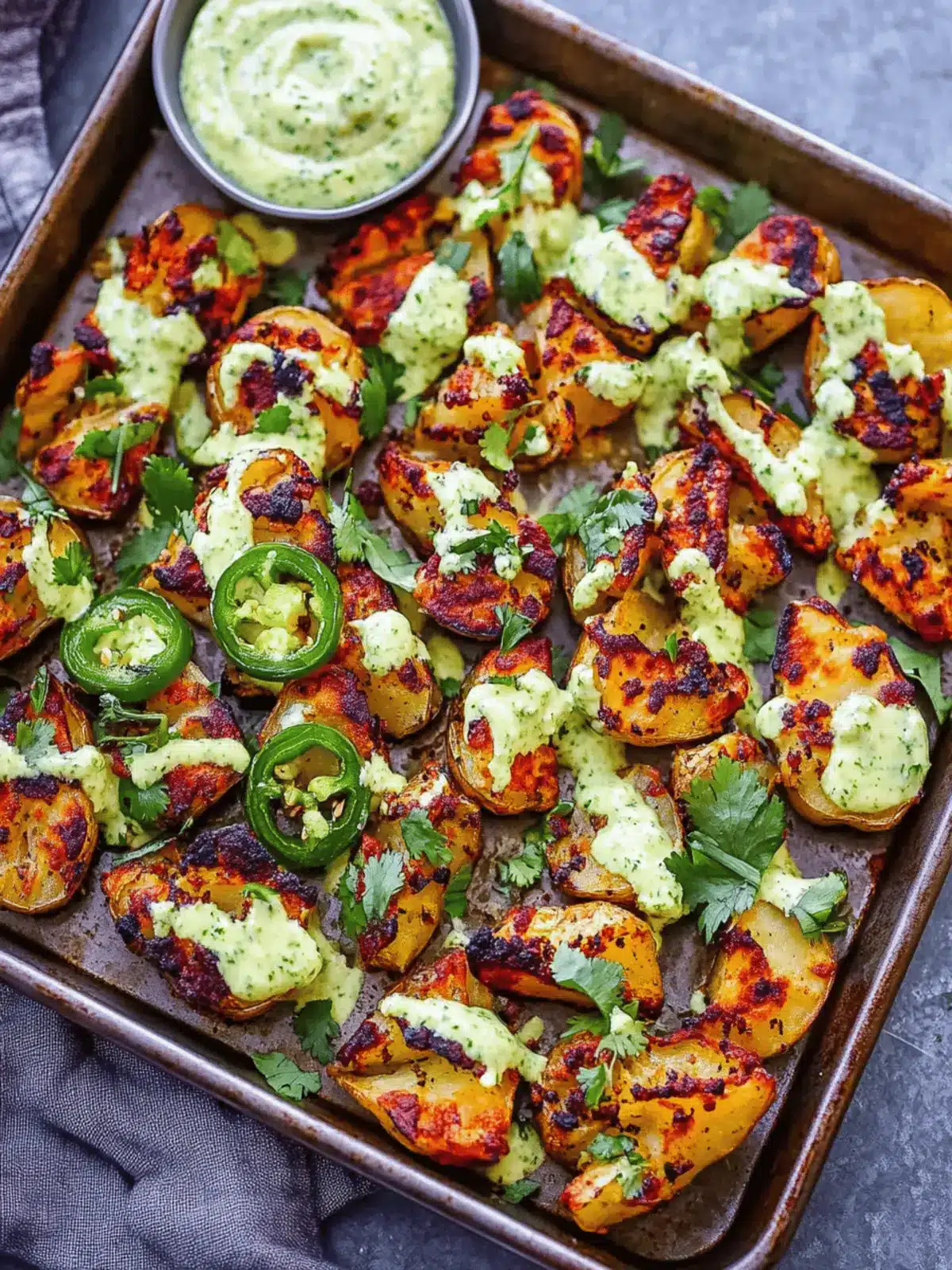 Crispy Smashed Sheet Pan Potatoes with Zesty Jalapeño Aioli 2 Crispy Smashed Sheet Pan Potatoes with Jalapeño Cilantro Aioli