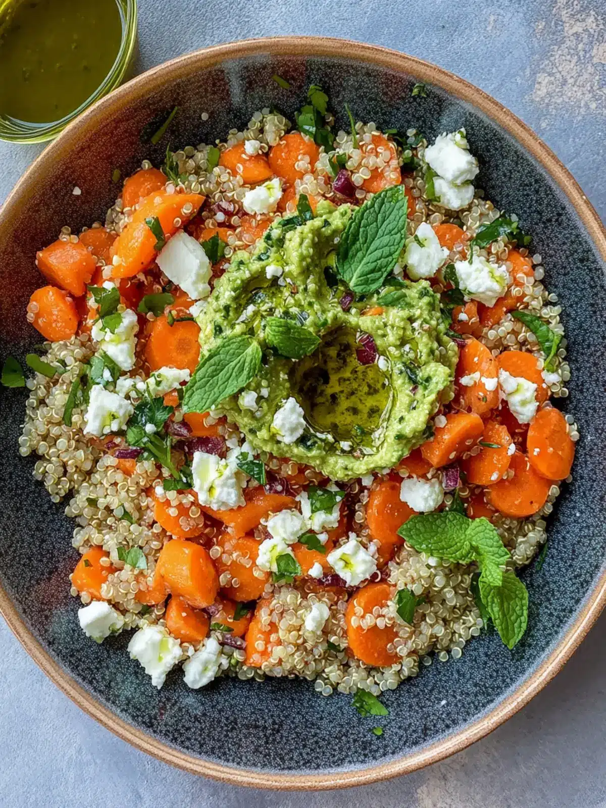 Carrot Feta & Quinoa Salad with Mint Basil Hummus Bliss 4 Carrot, Feta & Quinoa Salad with Mint Basil Hummus