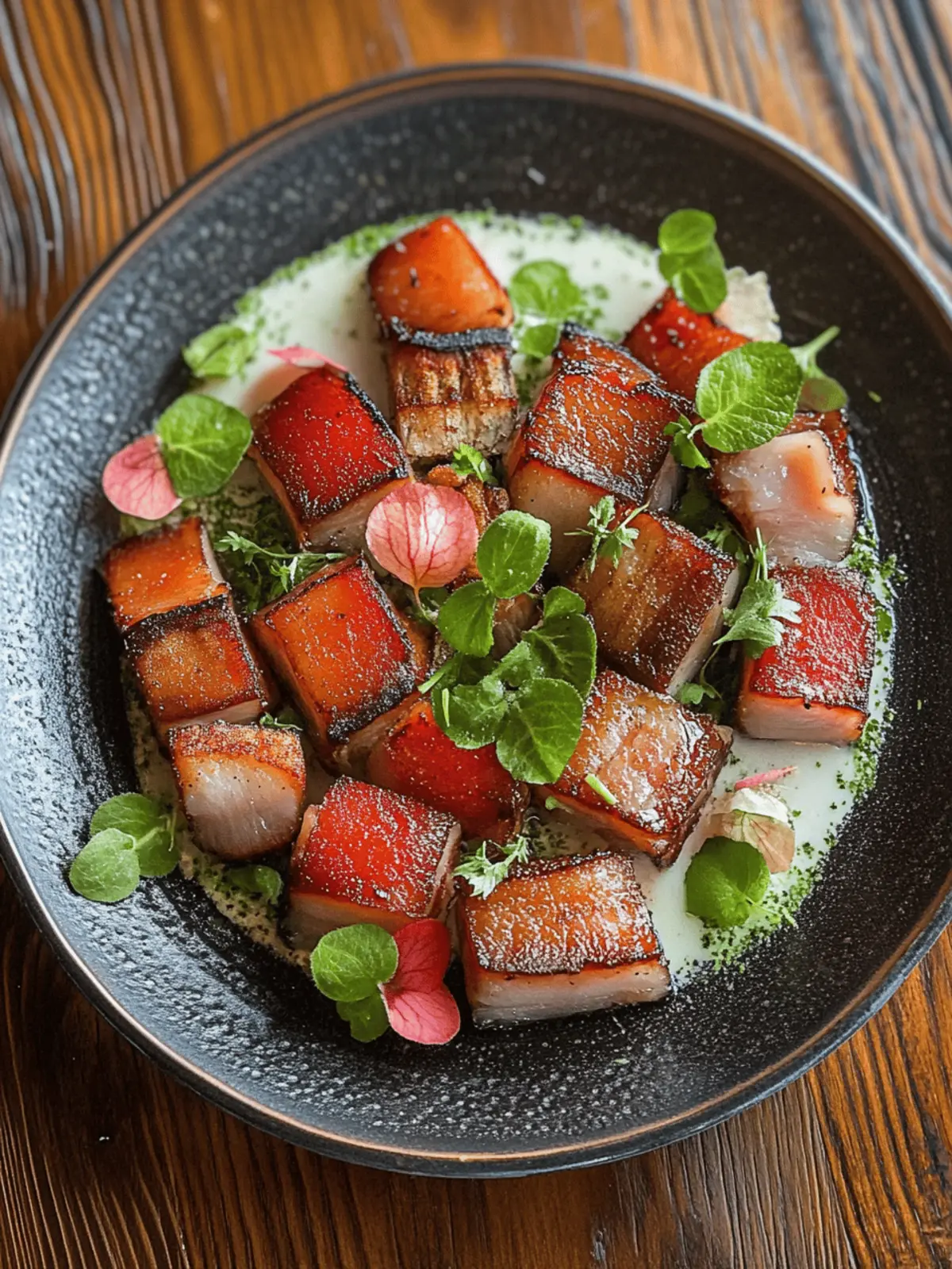 Crispy Pork Belly with Refreshing Watermelon Gastrique Delight 2 Crispy Pork Belly