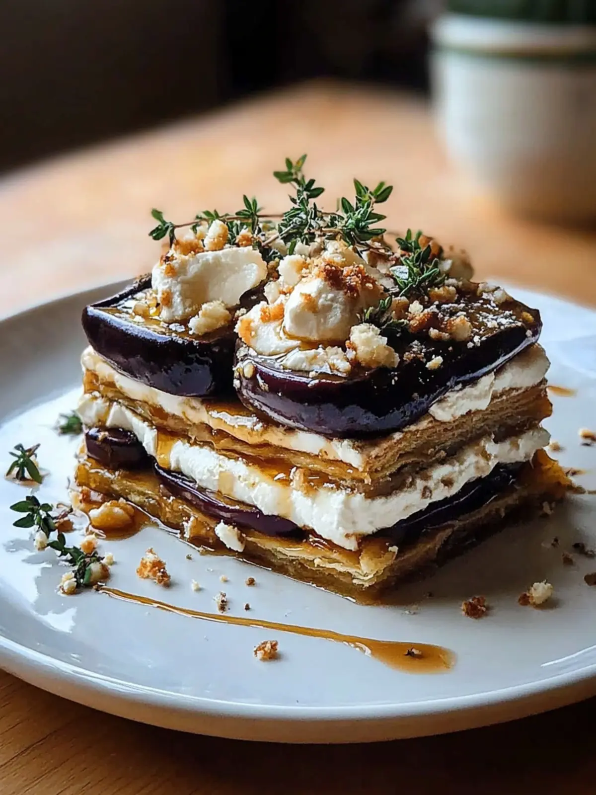 Mille-Feuille Eggplant Honey Goat: A Sweet Savory Delight 2 Mille-feuille eggplant honey goat