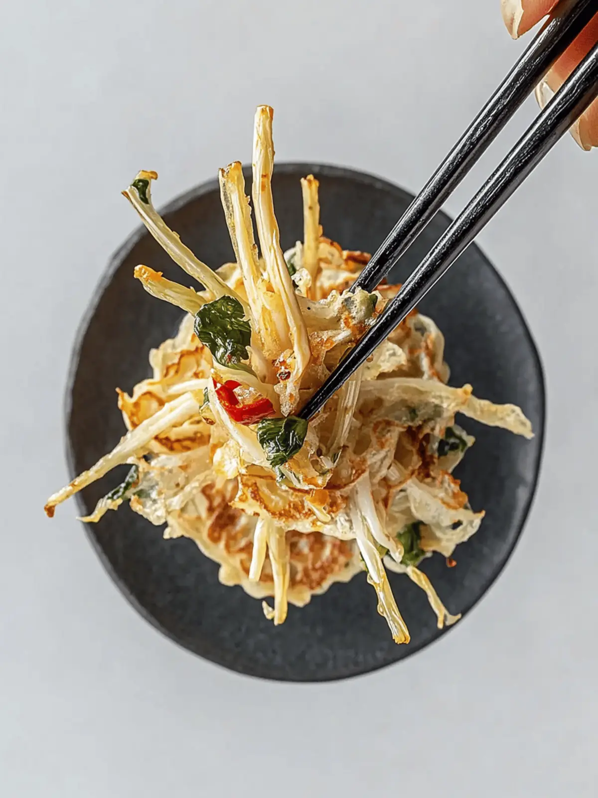 Crispy Enoki Pancakes: Easy Vegan Delight for Breakfast 3 Enoki Pancakes
