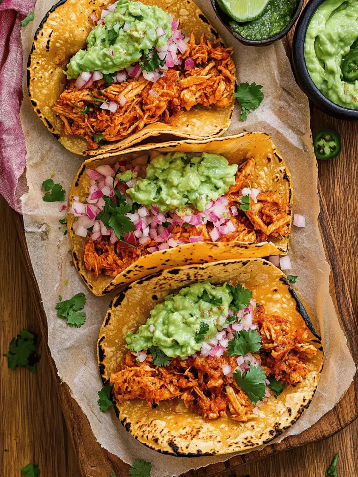 Crispy Chicken Tinga Tacos with Creamy Avocado-Jalapeño Bliss 2 Crispy Chicken Tinga Tacos with Avocado-Jalapeño Crema