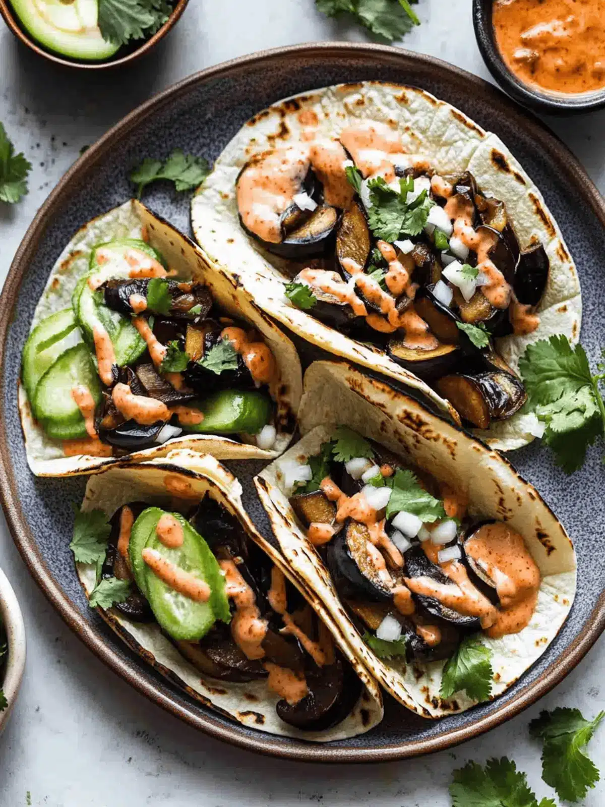 Korean Eggplant and Mushroom Tacos with Kimchi Cream Bliss 4 Korean Eggplant and Mushroom Tacos with Kimchi Cream