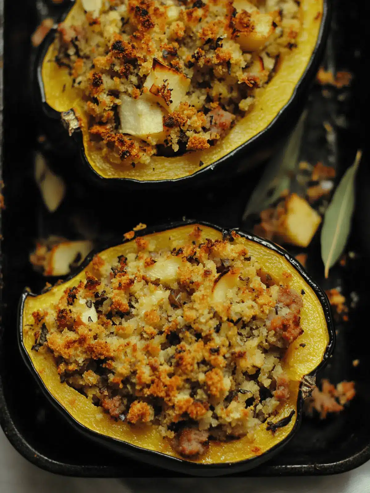 Twice Baked Acorn Squash with Sausage and Apple Fall's Comfort Delight 2 Twice Baked Acorn Squash with Sausage and Apple