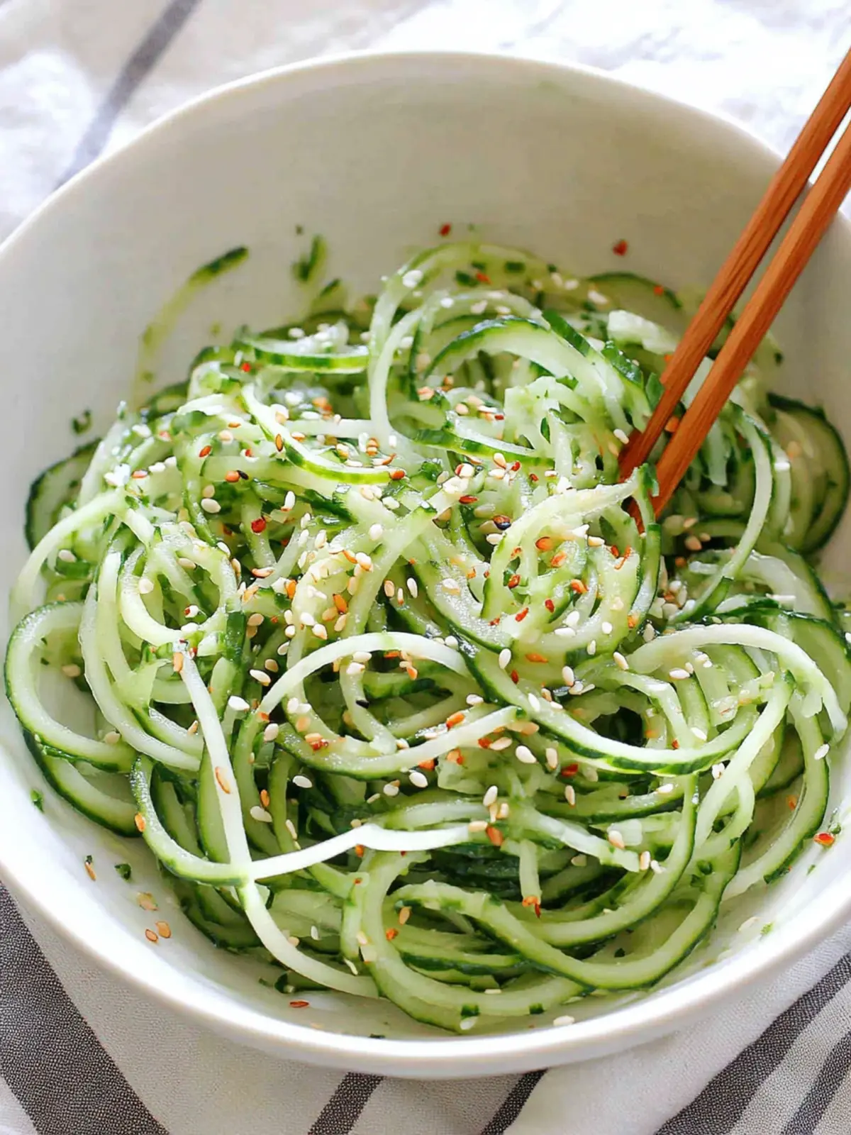 Refresh Your Day with Sesame Cucumber Spiralized Salad 4 Sesame Cucumber Spiralized Salad
