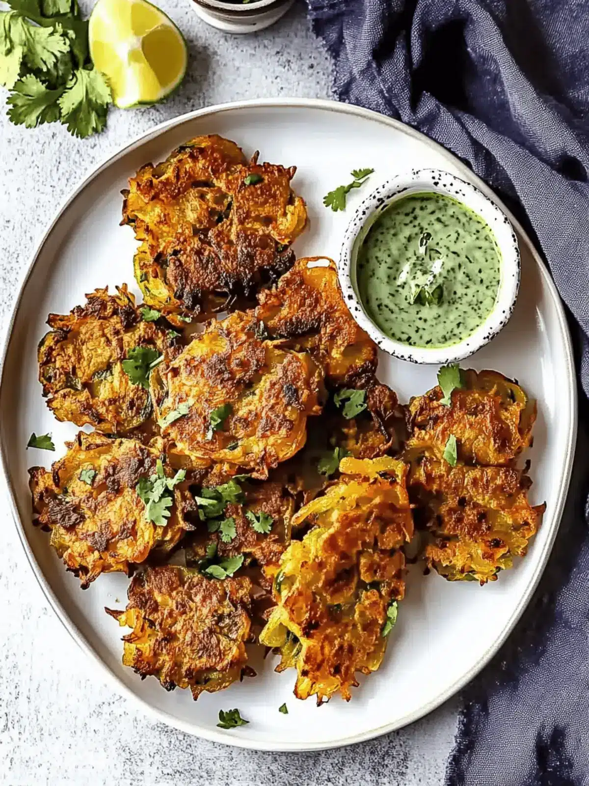 Crispy Onion Bhajis with Coriander Dip for Ultimate Snacking 2 Onion Bhajis with Coriander Dip