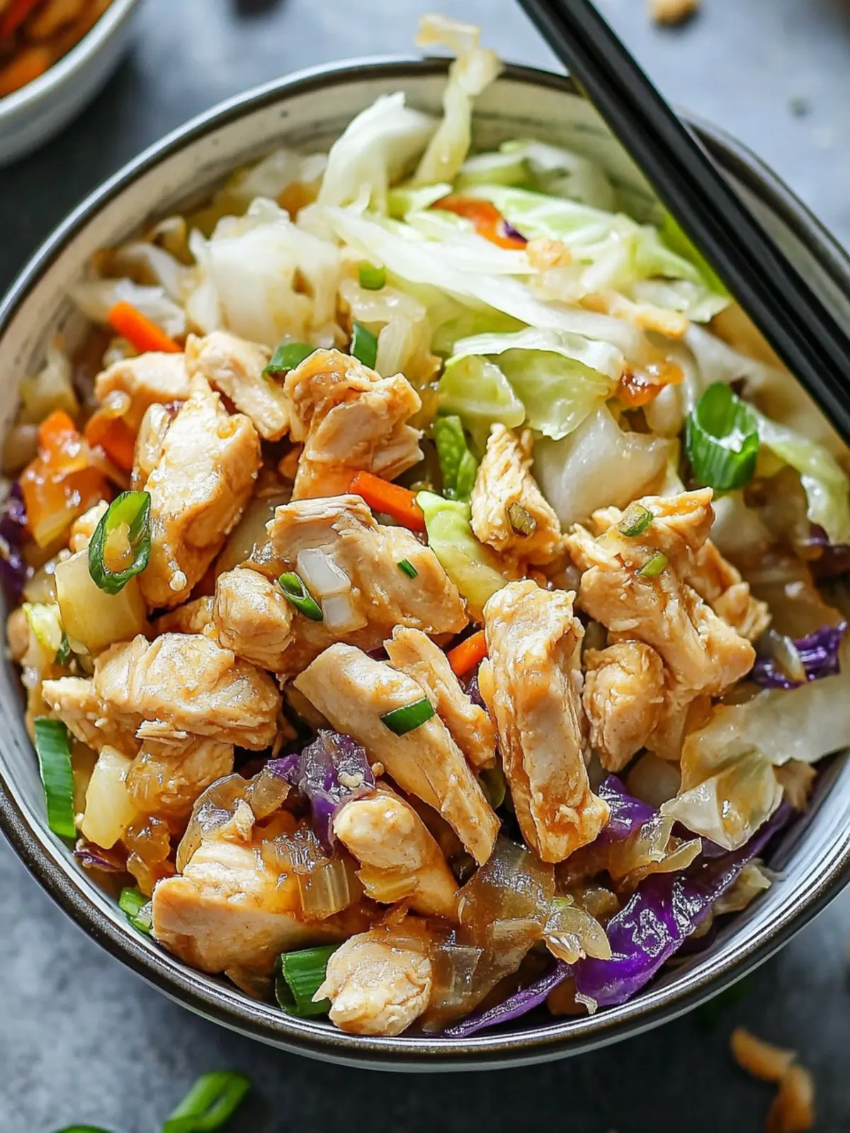 Delicious Egg Roll Bowls with Chicken and Cabbage in 10 Minutes 3 Egg Roll Bowls with Chicken and Cabbage
