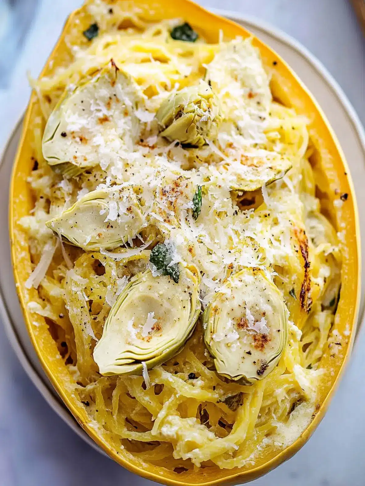 Creamy Artichoke Spaghetti Squash for a Guilt-Free Comfort Meal 3 Creamy Artichoke Spaghetti Squash