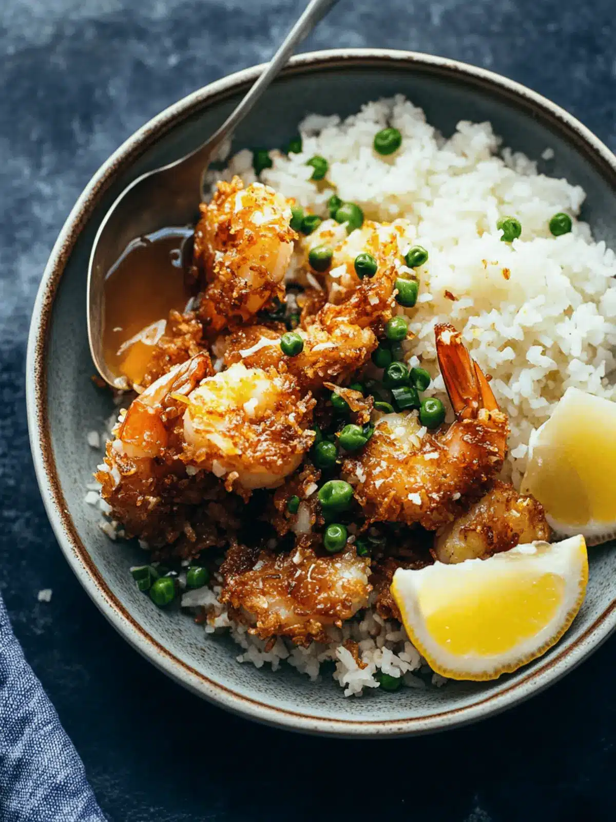 Baked Coconut Shrimp with Lemony Rice & Honey Butter Bliss 4 Baked Coconut Shrimp with Springy Rice and Honey Butter Sauce