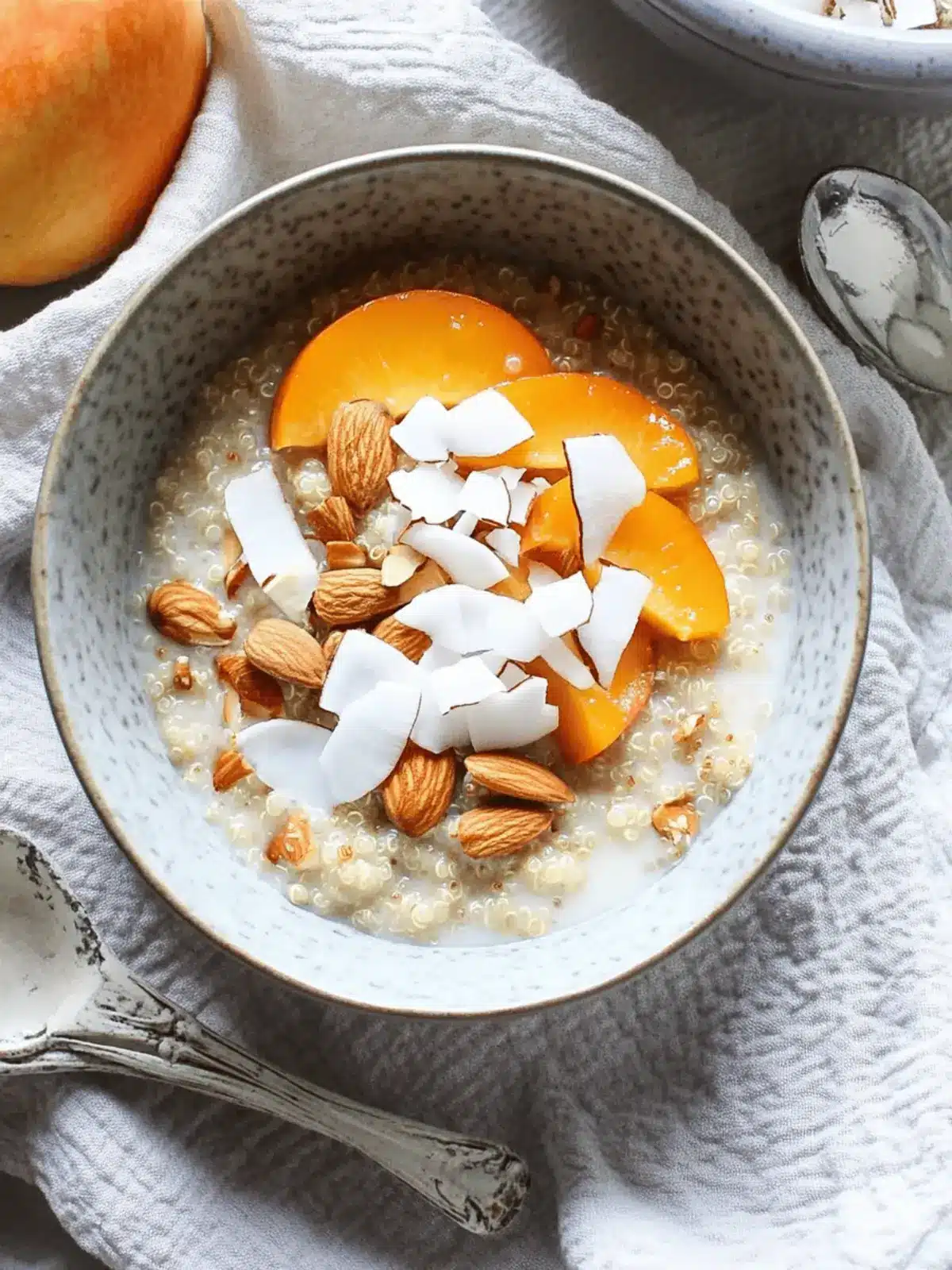 Nutty Quinoa Porridge with Persimmon, Almonds and Coconut Bliss 2 Quinoa Porridge with Persimmon, Almonds + Coconut