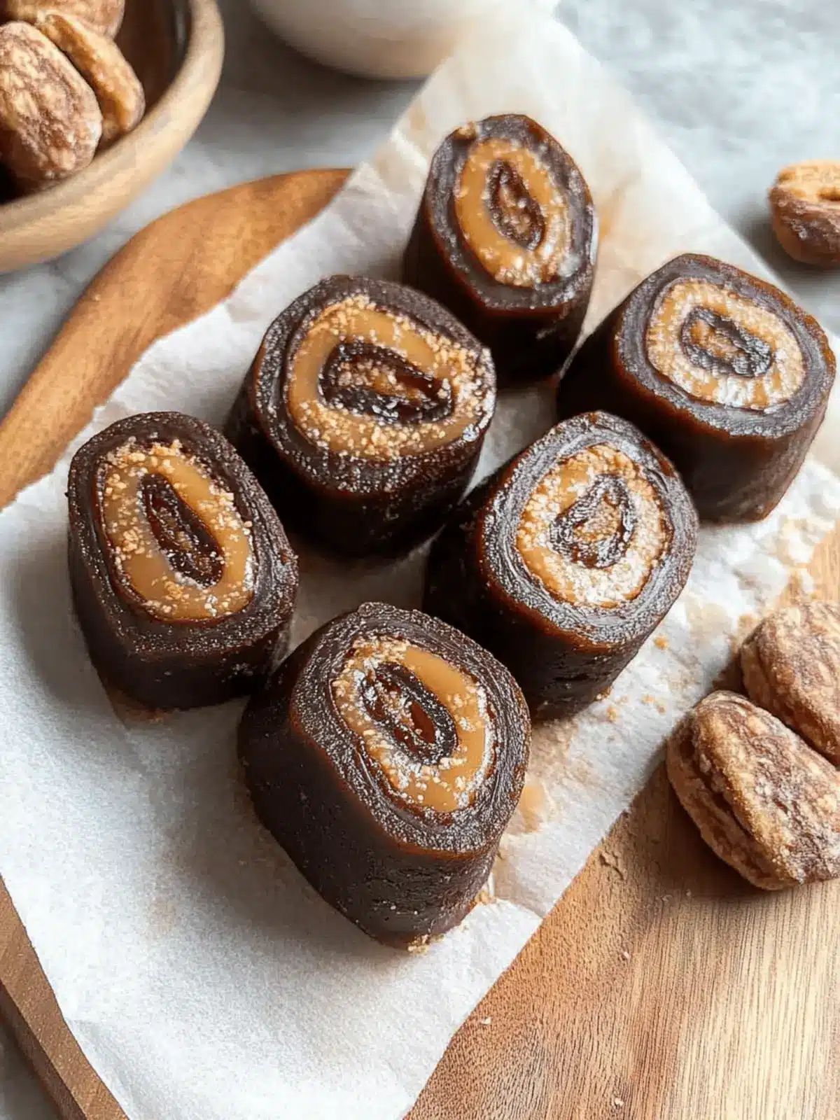 Decadent No Bake Chocolate and Peanut Butter Date Caramel Rolls 4 No Bake Chocolate and Peanut Butter Date Caramel Rolls
