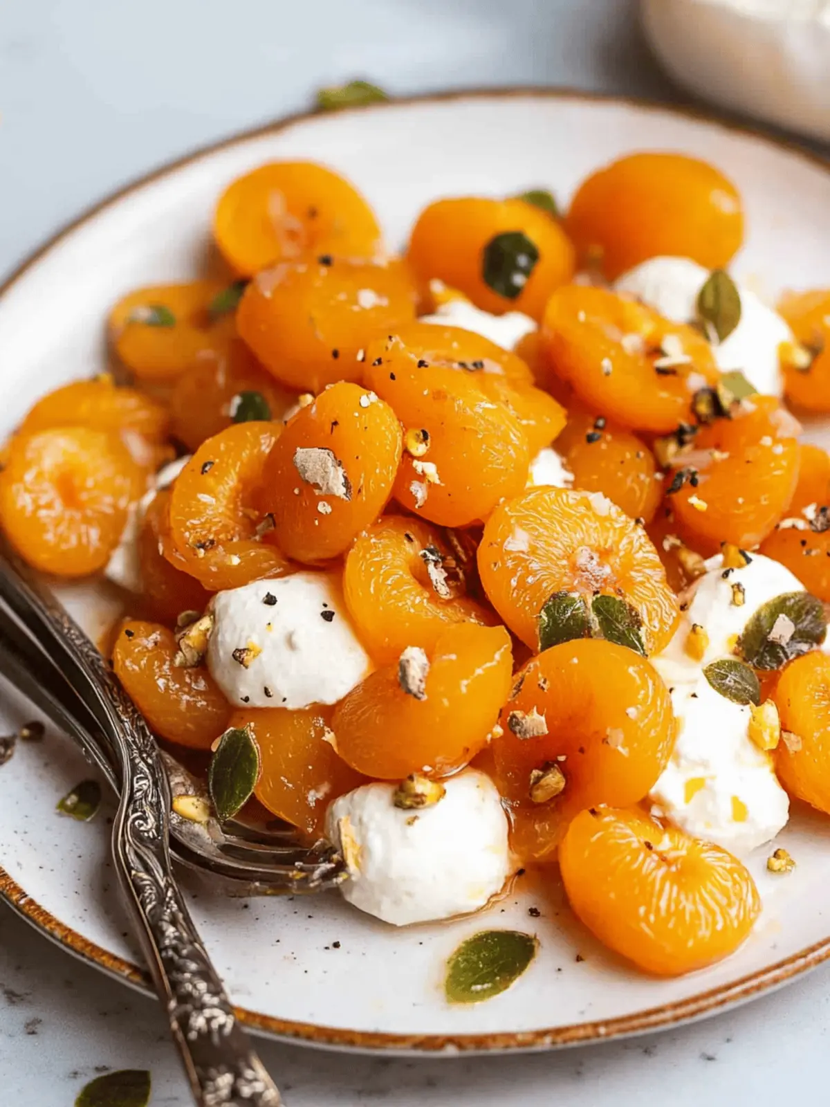 Irresistible Kuru Kayısı Tatlısı with Ricotta Delight 3 Kuru Kayısı Tatlısı (Turkish Poached Apricots with Ricotta)