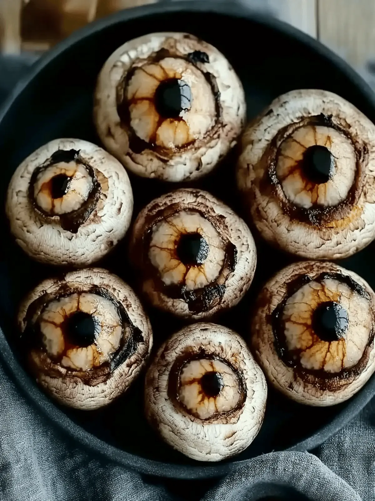 Spooky Stuffed Mushroom Eyeballs Perfect for Halloween Gatherings 2 Spooky Stuffed Mushroom Eyeballs