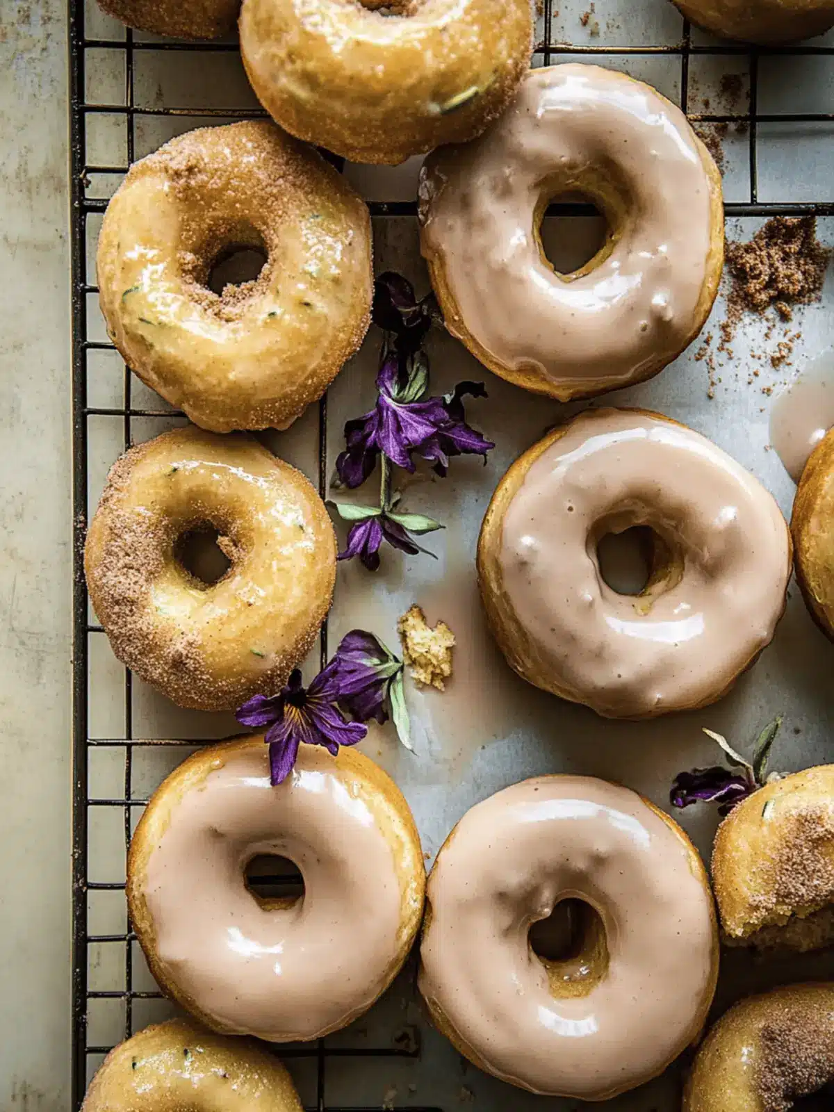 Irresistibly Sweet Zucchini Doughnuts with Cinnamon Maple Glaze 4 Zucchini Doughnuts with Cinnamon Maple Glaze.