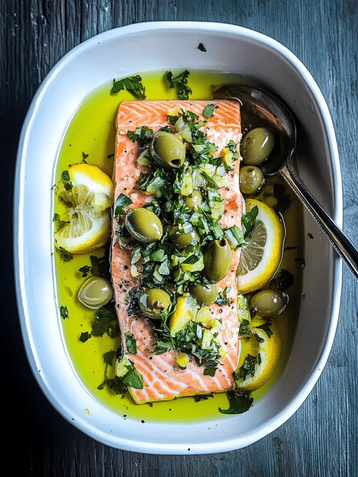 Olive Oil Salmon Confit with Zesty Olive Lemon Gremolata 4 Olive Oil Salmon Confit with Olive Lemon Gremolata