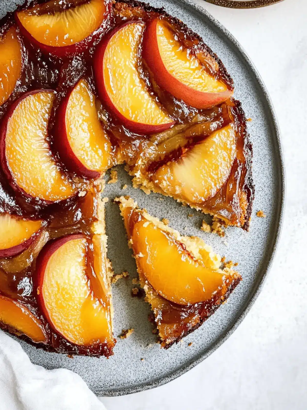 Browned Butter Peach Upside Down Cake with Honey Whipped Cream Delight 3 Browned Butter Peach Upside Down Cake with Honey Whipped Cream