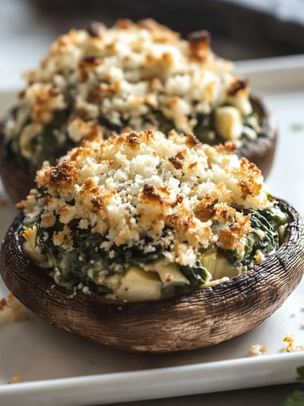 Savory Spinach & Artichoke Stuffed Portabella Mushrooms Bliss 2 Spinach & Artichoke Stuffed Portabella Mushrooms