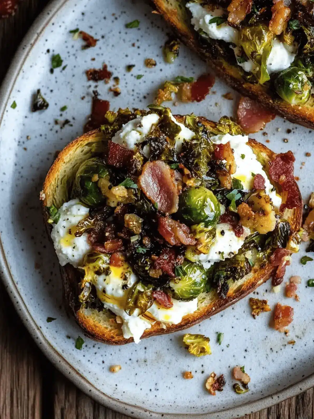 Caramelized Brussels Sprout Toast with Burrata & Bacon Bliss 4 Caramelized Brussels Sprout Toast with Burrata & Bacon
