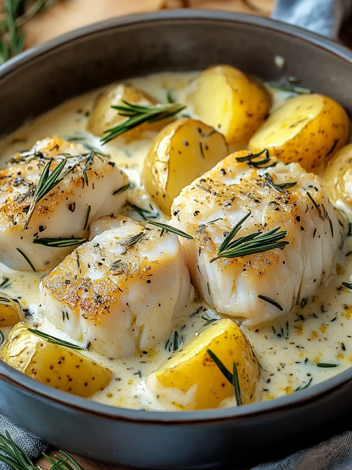 Cod & Potatoes in Rosemary Cream Sauce: Comfort Awaits You 4 Cod & Potatoes in Rosemary Cream Sauce