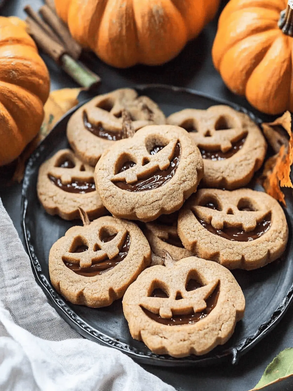 Melt-in-Your-Mouth Milk Chocolate Stuffed Jack-O'-Lantern Cookies 2 Milk Chocolate Stuffed Jack-O -Lantern Cookies.