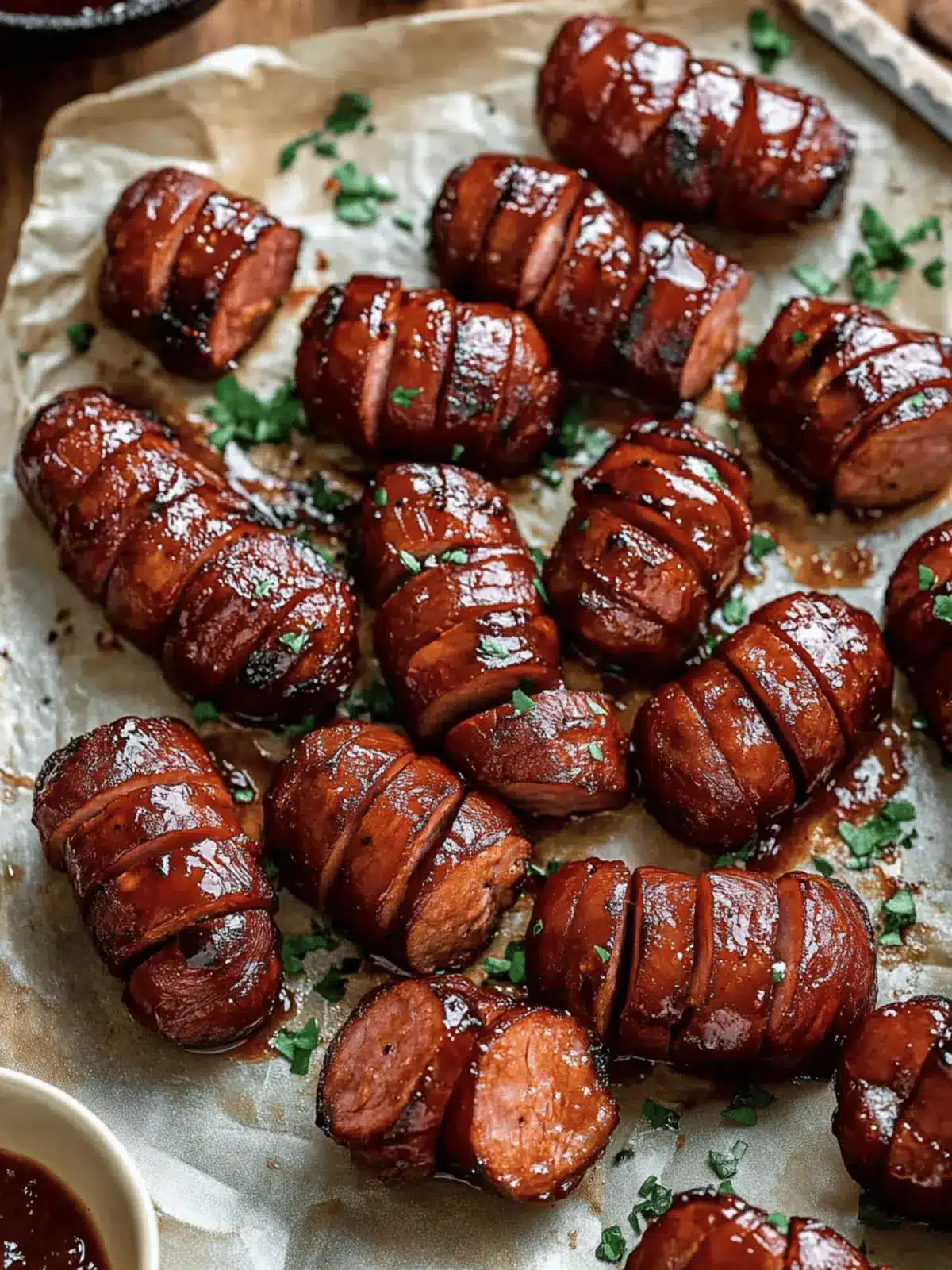 Irresistible Maple BBQ Hasselback Kielbasa Bites Recipe 2 Maple BBQ Hasselback Kielbasa Bites