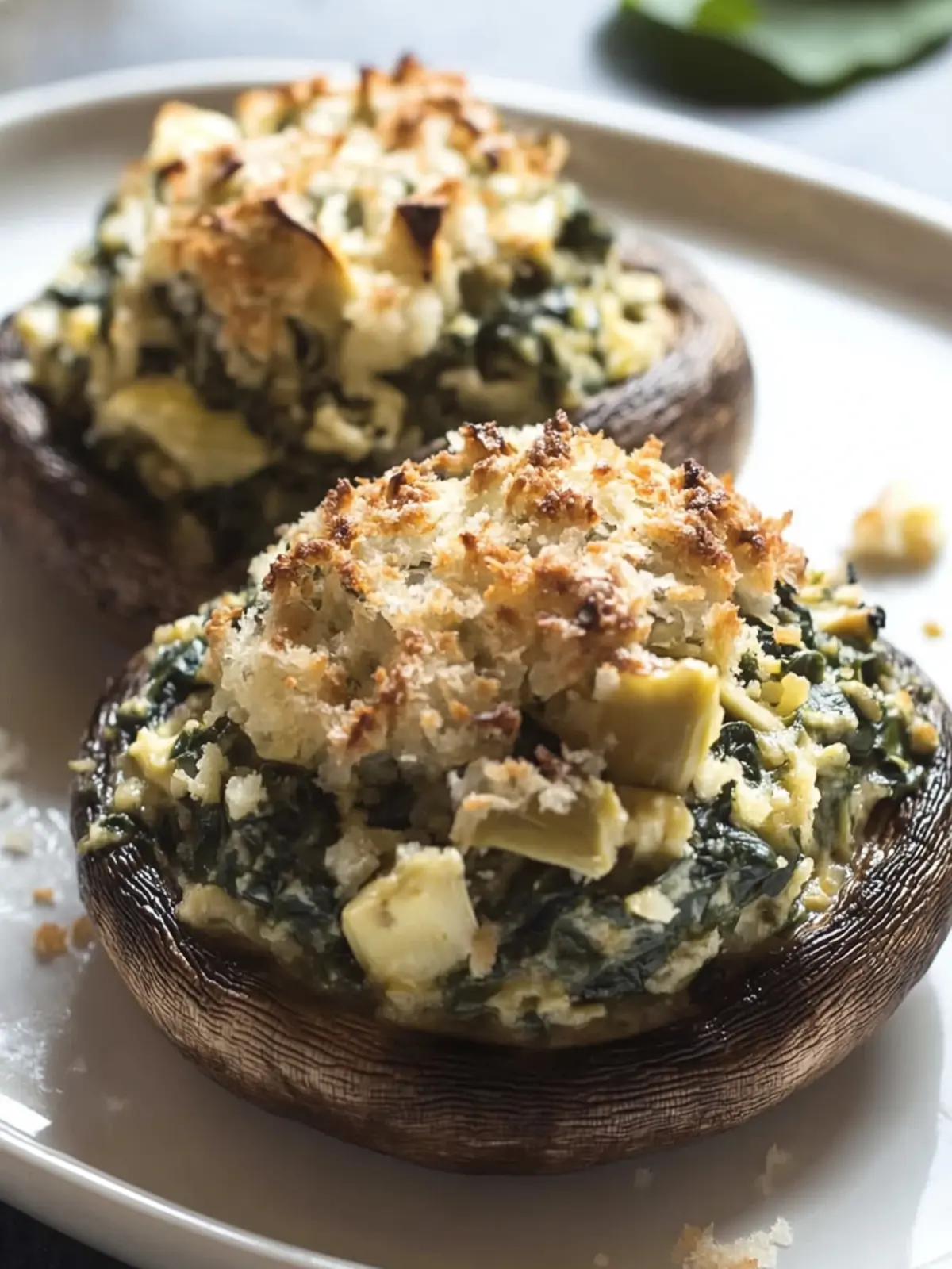 Savory Spinach & Artichoke Stuffed Portabella Mushrooms Bliss 3 Spinach & Artichoke Stuffed Portabella Mushrooms