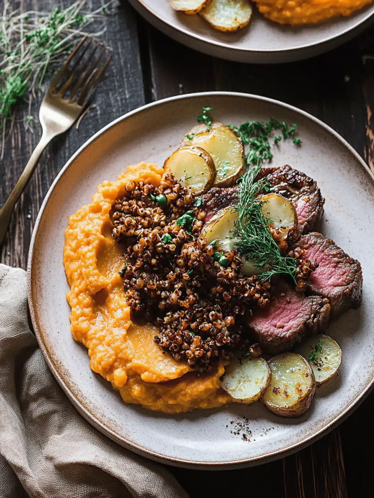 Savor Vegan Cauliflower Steak au Four & Mashed Sweet Potatoes 3 Steak de Chou-Fleur Vegan au Four & Purée de Patate Douce