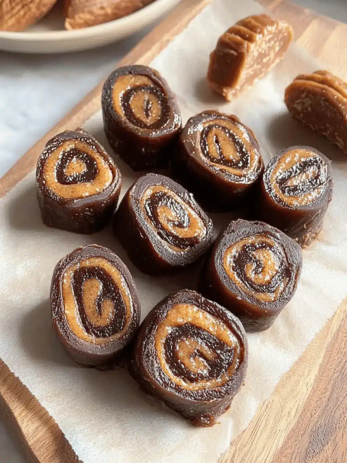 Decadent No Bake Chocolate and Peanut Butter Date Caramel Rolls 3 No Bake Chocolate and Peanut Butter Date Caramel Rolls