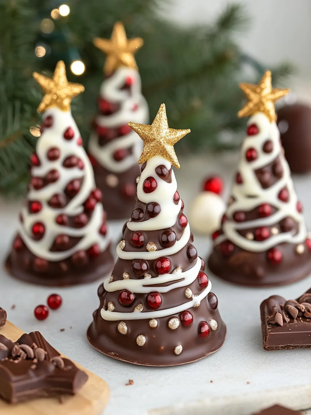 Delicious Christmas Chocolate Trees on Pretzel Sticks 4 Christmas Chocolate Trees