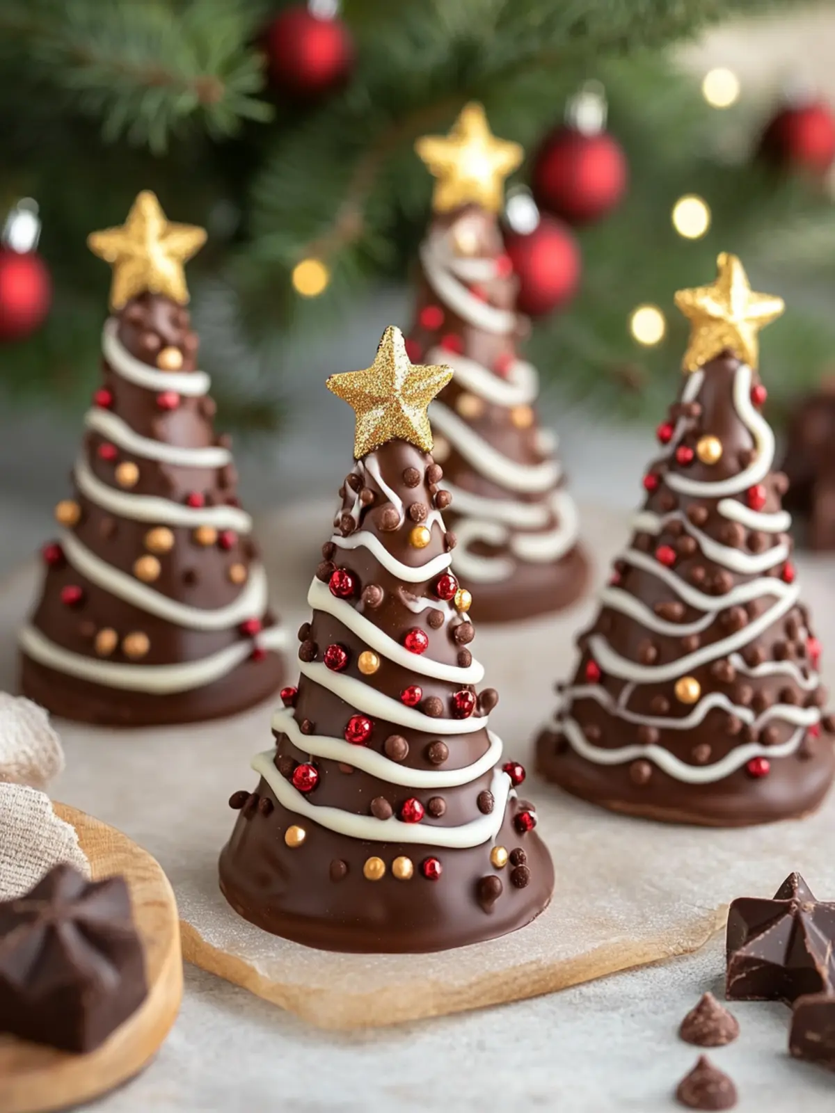 Delicious Christmas Chocolate Trees on Pretzel Sticks 3 Christmas Chocolate Trees