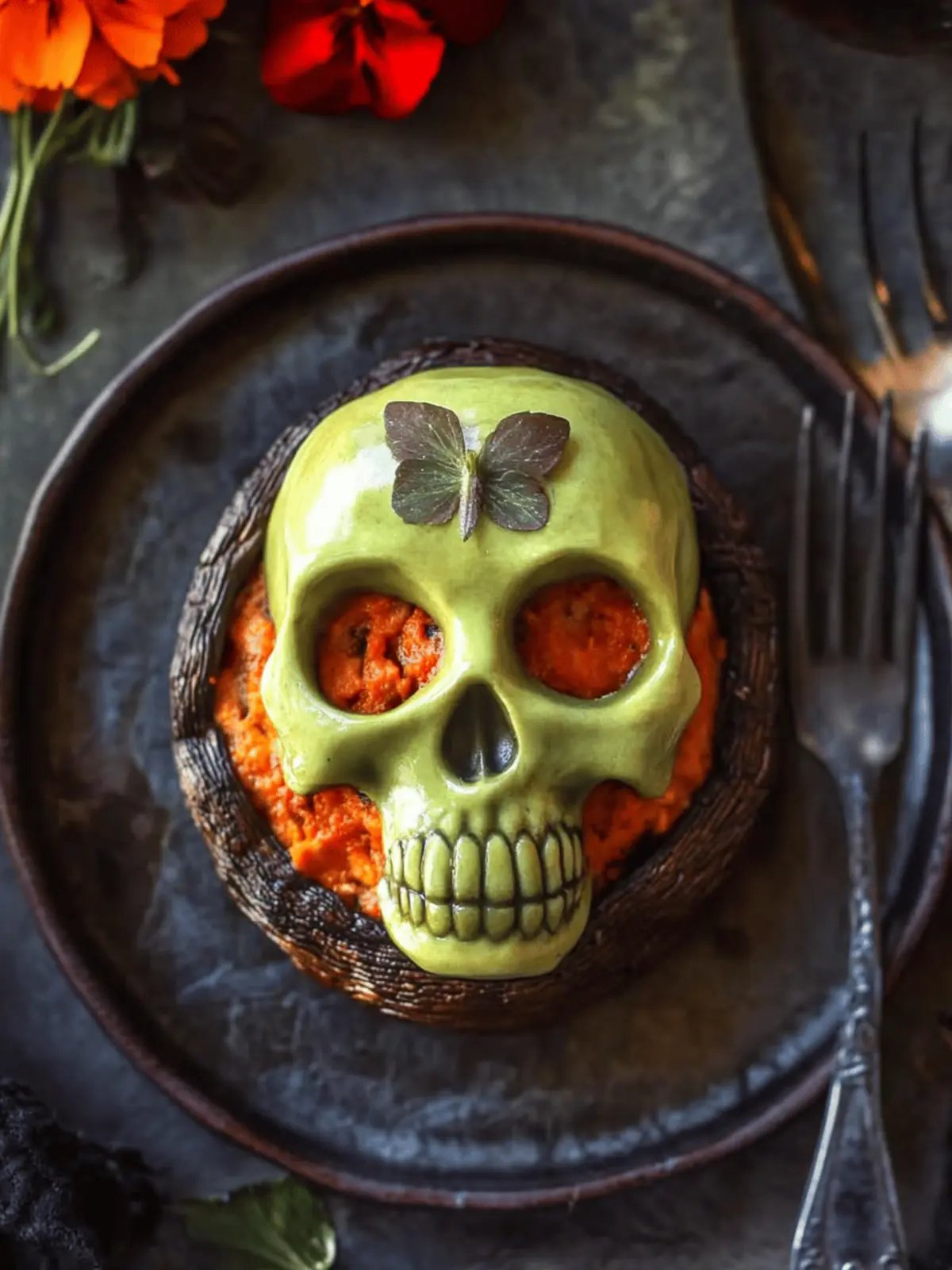 Skull Stuffed Portobellos for a Spooky Flavor Adventure 3 Skull Stuffed Portobellos