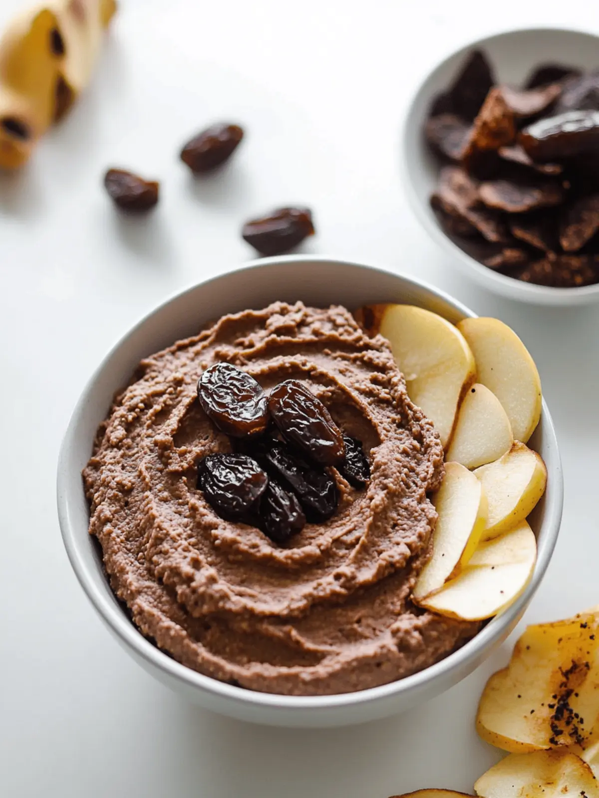 Date Sweetened Chocolate Hummus & Apple Chips: Guilt-Free Delight 3 Date Sweetened Chocolate Hummus & Apple Chips