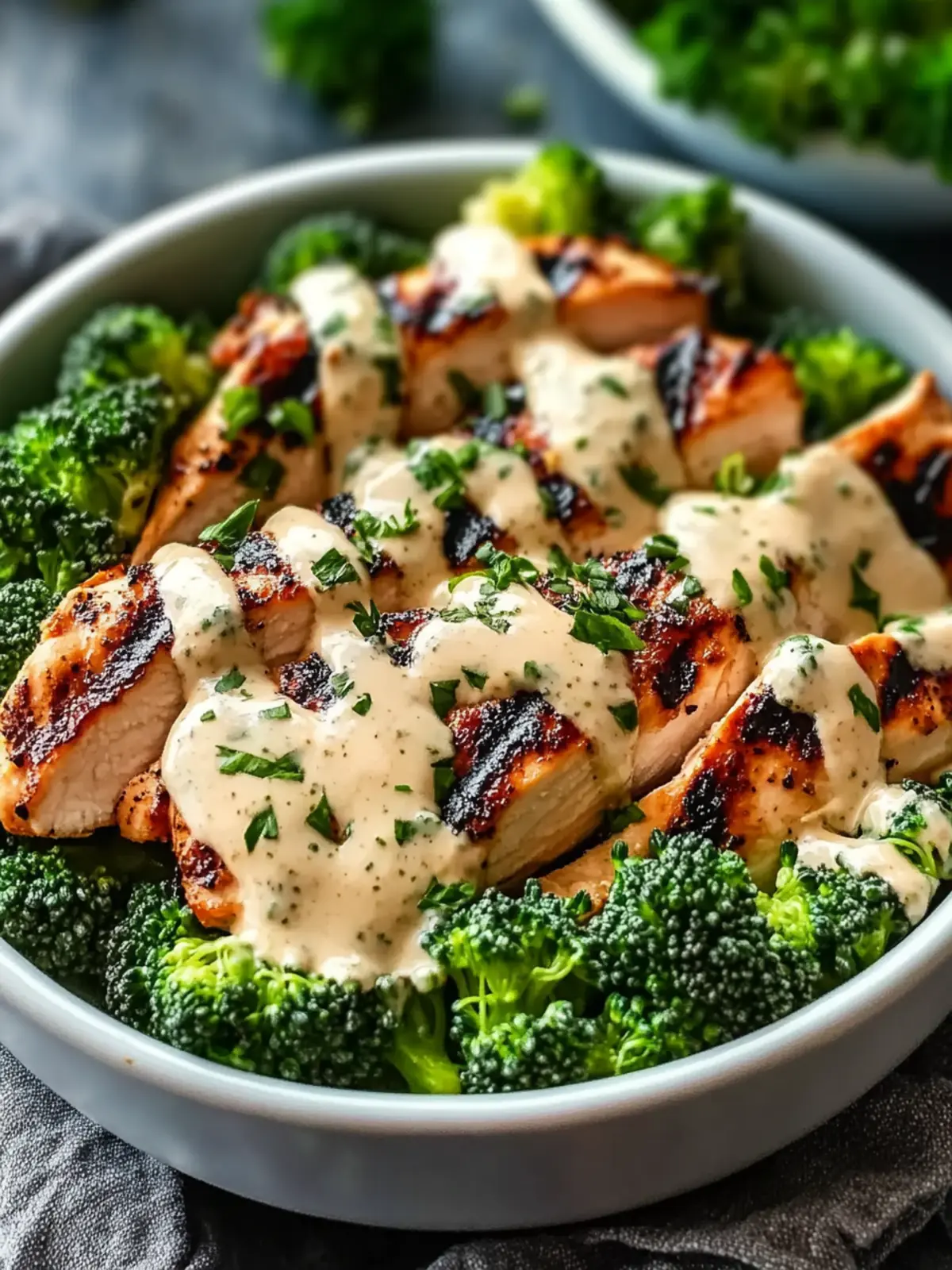 Grilled Chicken & Broccoli Bowls with Creamy Garlic Sauce Bliss 2 Grilled Chicken & Broccoli Bowls with Creamy Garlic Sauce