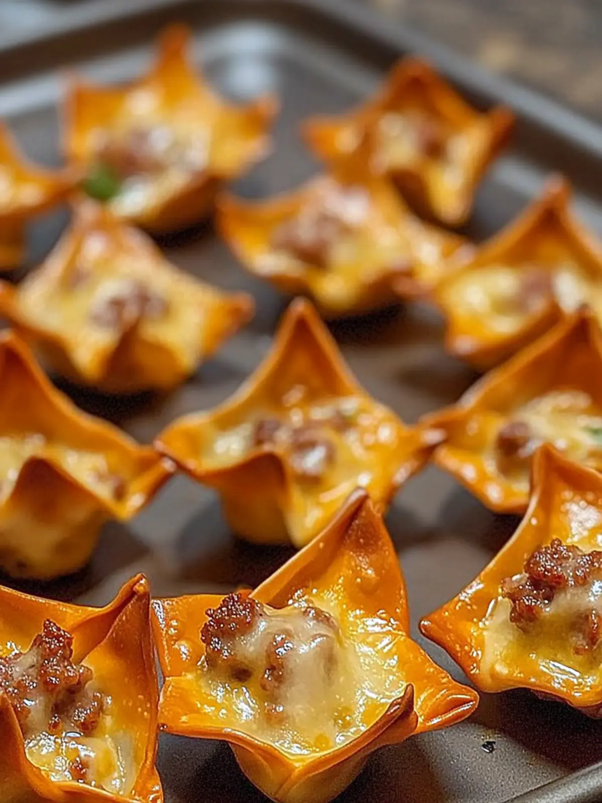 Baked Sausage and Cheese Mini Wontons for Irresistible Snacking 4 Baked Sausage and Cheese Mini Wontons